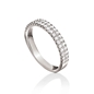 Fashionably Silver Essentials Rhodium Plated Two Rows Band Ring-